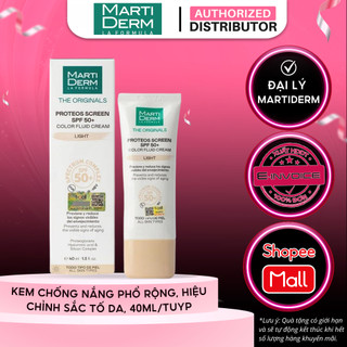 Kem Chống Nắng Làm Đều Màu Da MartiDerm The Originals Proteos Screen SPF50+ Color Fluid Cream (Light) 40ml