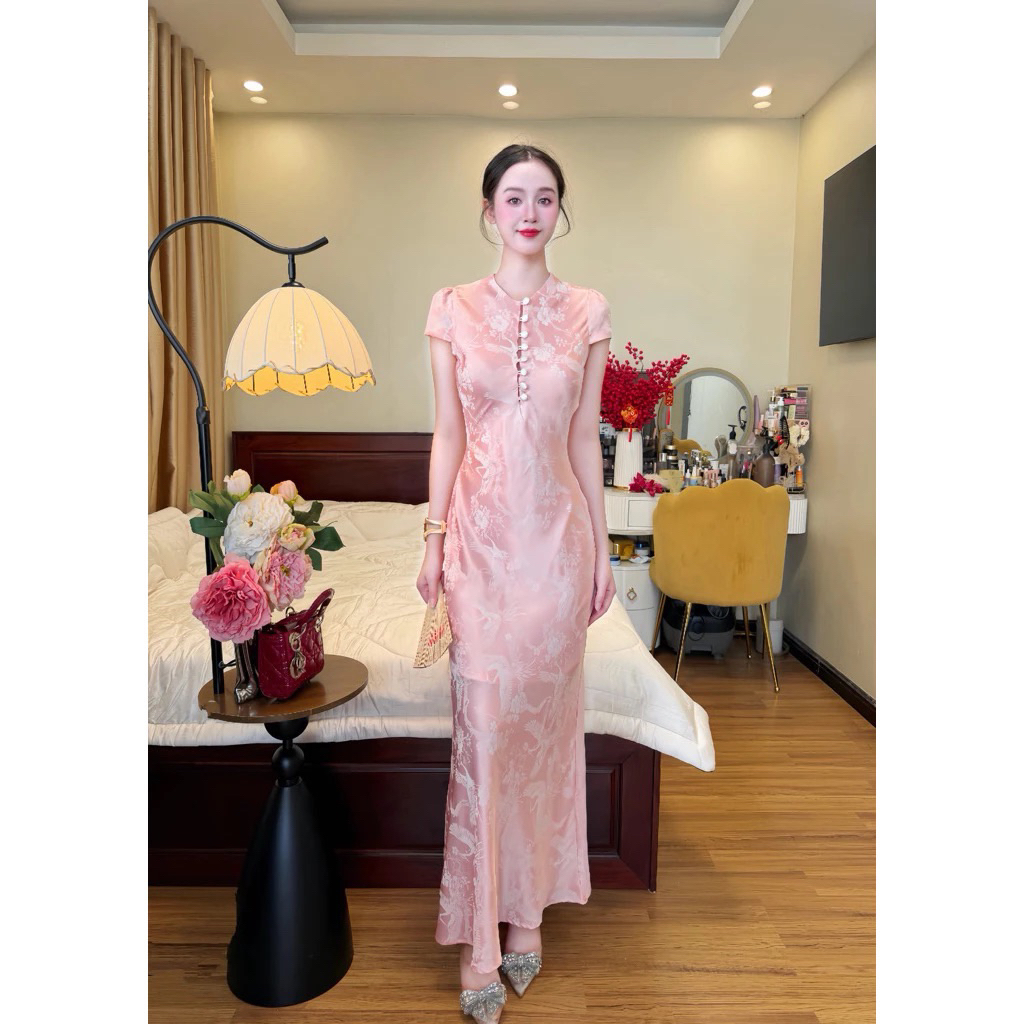 Đầm lụa mãi nút bọc hàng mấy hai lớp chất vải mềm mịn thích hợp đi làm đi tiệc đi chơi - pusu house