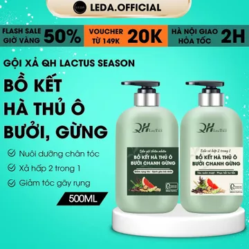 Dầu gội xả bồ kết hà thủ ô QH Lactus Season dầu gội bưởi chanh gừng giảm gãy rụng, bết, gàu 500ML