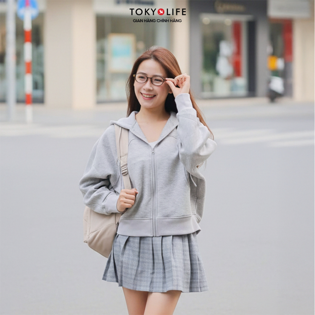 Áo Khoác Nỉ Hoodie Zip Nữ Form Boxy Vải Cotton Mềm Mại Thoáng Mát 40005492 - TOKYOLIFE