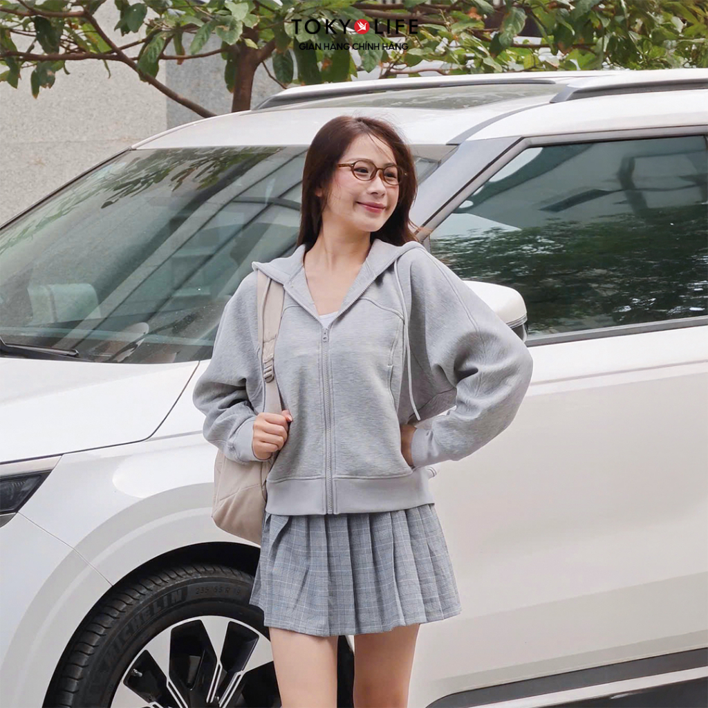 Áo Khoác Nỉ Hoodie Zip Nữ Form Boxy Vải Cotton Mềm Mại Thoáng Mát 40005492 - TOKYOLIFE