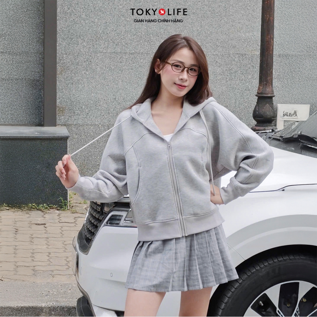 Áo Khoác Nỉ Hoodie Zip Nữ Form Boxy Vải Cotton Mềm Mại Thoáng Mát 40005492 - TOKYOLIFE