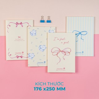 Combo 5 Vở Kẻ Ngang Classma BST "Nơ" 100gsm, Giấy Vàng Chống Loá, Bìa Cán Bóng Chống Nước Cao Cấp