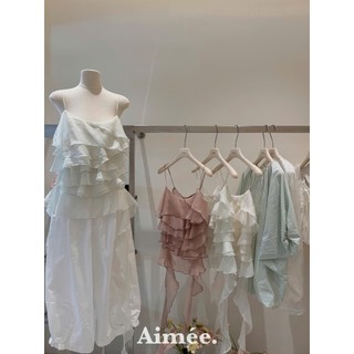 Áo tơ 2 dây bèo tầng 3 màu đỉnh nóc chị em tha hồ diện mùa hè phối đồ lên outfit cháy phố đỉnh cao - Baotrang.clothes