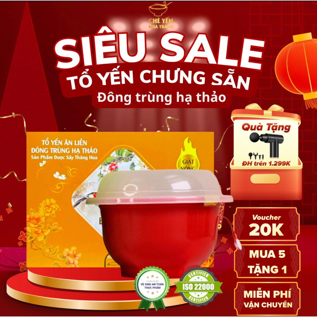 [ Mua 1 Nhận 2 Chính Hãng CYNT ] Súp Yến Sào Bào Ngư/ Yến Chưng Sẵn Đông Trùng Hạ Thảo Cao Cấp 44.8gram Yến 140ml