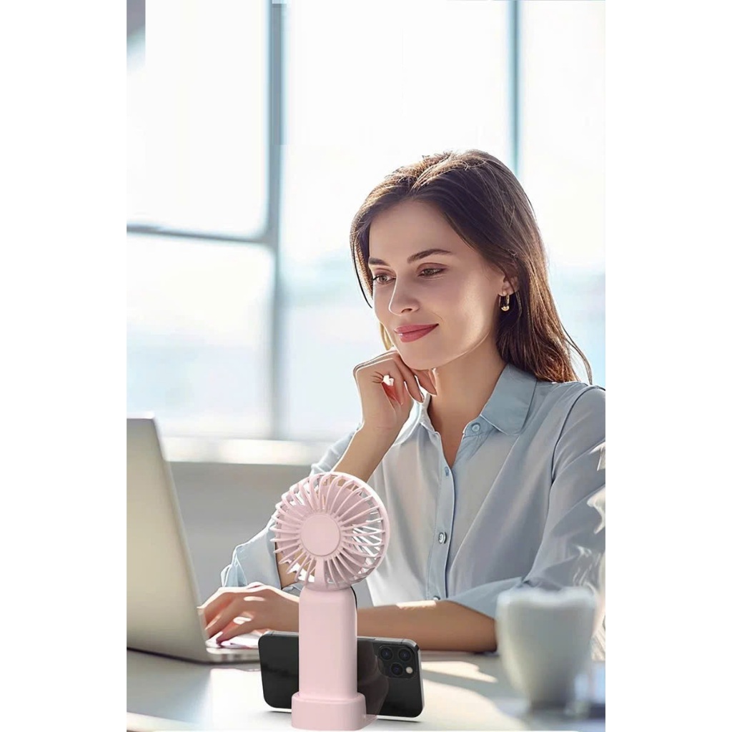Quạt Cầm Tay Tích Điện GongYi 5 Cấp Gió Pin Lên Đến 6H Nhỏ Gọn Siêu Tiện Lợi F18