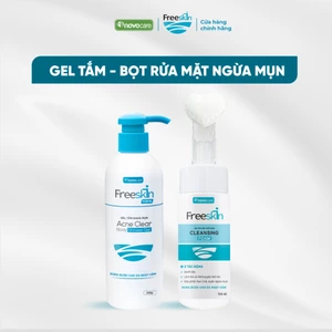 Combo Gel tắm ngừa mụn Acne Clear Body Shower Gel 250g & Bọt rửa mặt ngừa mụn Cleansing Foam 120ml Novocare - Freeskin