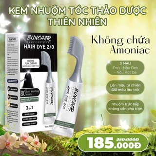 Nhuộm Phủ Bạc Bunchar 3in1 Nhuộm Đen,Nhuộm Nâu Tóc Nhanh Hương Thảo Dược, Không xót , Không Lem
