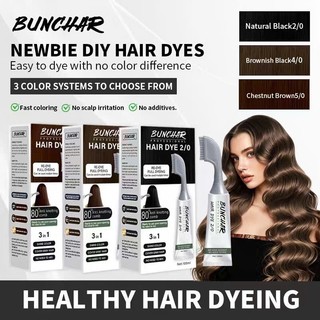 Nhuộm Phủ Bạc Bunchar 3in1 Nhuộm Đen,Nhuộm Nâu Tóc Nhanh Hương Thảo Dược, Không xót , Không Lem