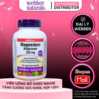[KOL] TPBVSK Viên Uống Bổ Sung Magie Magnesium Bisglycinate Webber Naturals 200mg 120 viên xuất xứ Canada