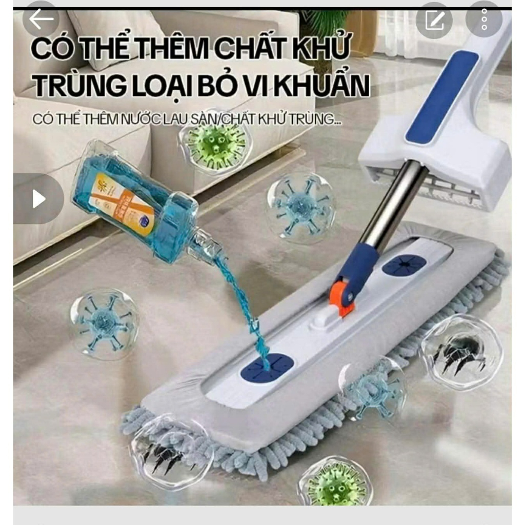 Cây Lau Nhà Tự Vắt SUMI 45cm,Chổi Lau Nhà Thông Minh Xoay 360 độ, Chổi Lau Nhà San Hô