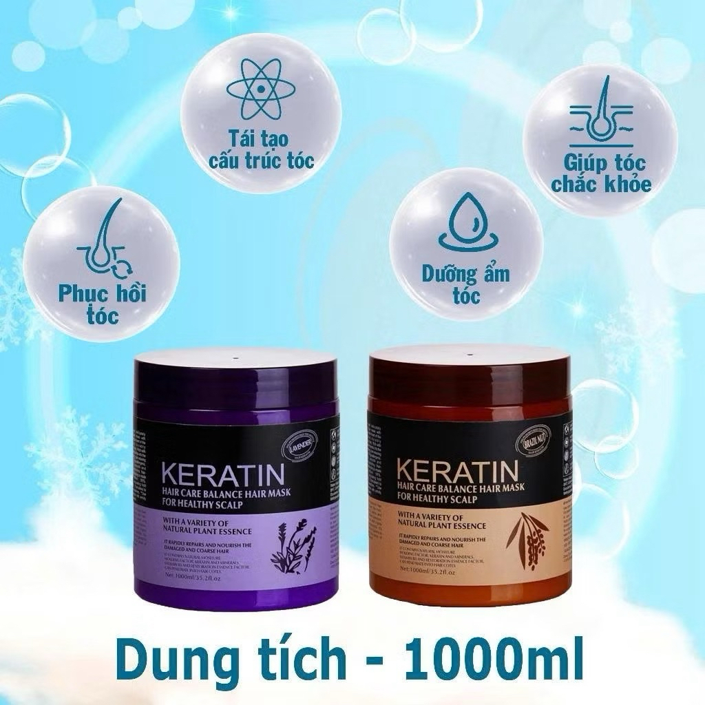 Sale 50% Kem Ủ Tóc KERATIN COLLAGEN 1000ML Lavender dầu xả dưỡng tóc, hấp tóc phục hồi keratin colagen
