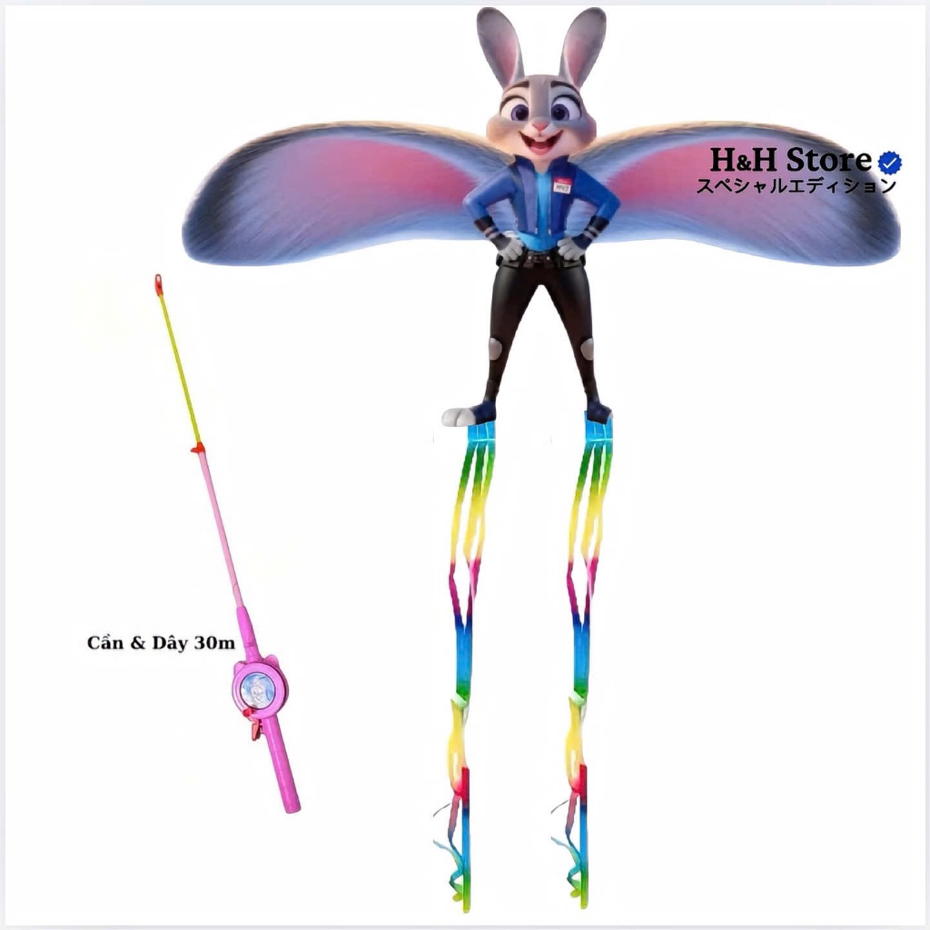 [ Size 50cm ]Diều Cần Câu Diều In 3D họa tiết hoạt hình dễ thương 50cmx80cm Kèm Cần và Dây