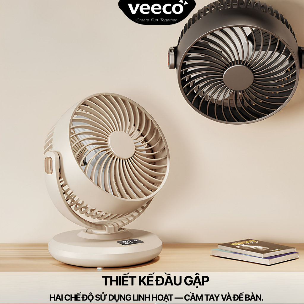 Quạt Mini VDF-268 Gió Siêu Mạnh Để Bàn, Treo Tường Tiện Lợi, Quay Gập 180 Độ Thời Gian Pin Dài | BigBuy360 - bigbuy360.vn