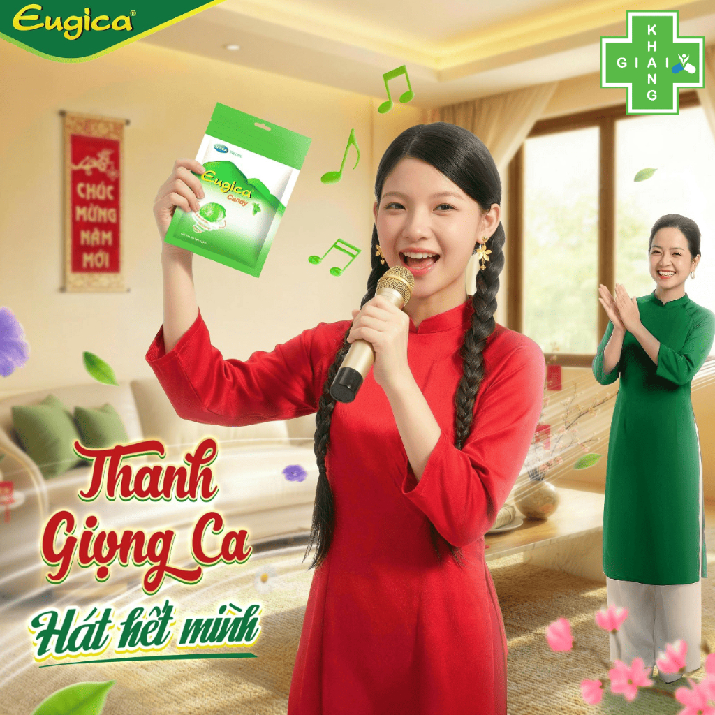 Kẹo ngậm thảo dược Eugica giúp ho cảm bay xa, hơi thở thơm tho và giọng nói trong veo (Túi zip 15 viên)