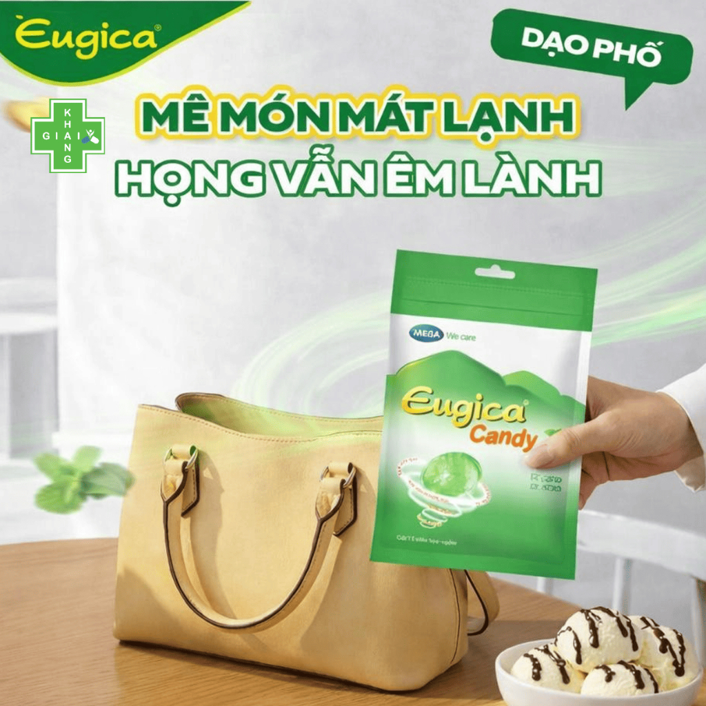 Kẹo ngậm thảo dược Eugica giúp ho cảm bay xa, hơi thở thơm tho và giọng nói trong veo (Túi zip 15 viên)