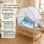 TableTrove nôi cho bé sơ sinh ngủ 3in1 Đa Năng Biến Thành Bàn Học & Nôi Đưa Điều Chỉnh Chiều giao Mosquito Netting — ảnh 3