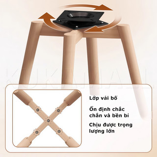 Ghế Xoay 360°, Ghế Ăn, Ghế Trang Điểm, Gỗ Tự Nhiên, Nệm Mềm, Chống Ẩm, Dùng Phòng Ngủ, Phòng Ăn