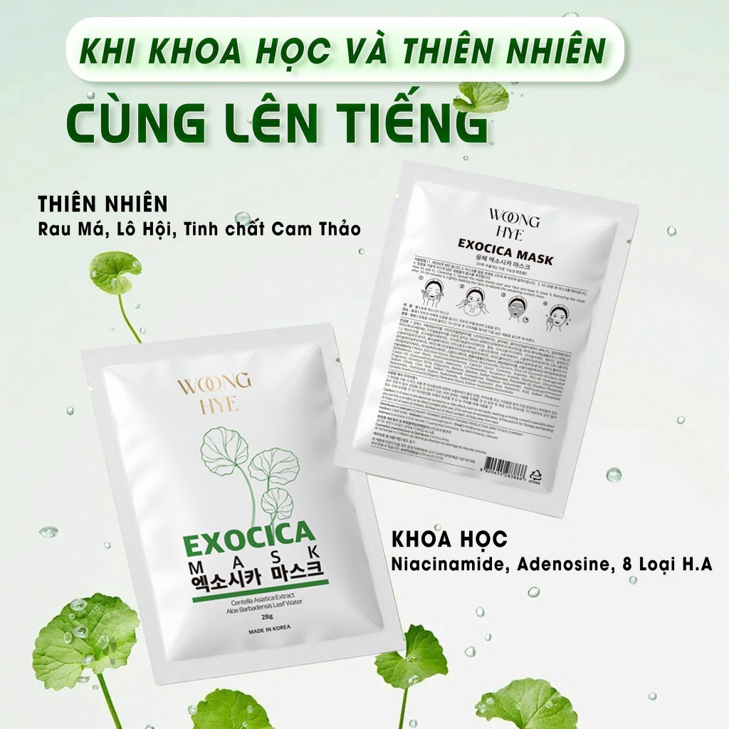 Mặt nạ rau má Exocica Woong Hye, cấp ẩm, làm dịu da, phù hợp da yếu da nhạy cảm 28g - EXOCICA MASK