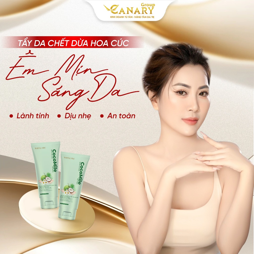 Sữa tẩy tế bào chết body dừa hoa cúc, giúp da trắng sáng, mượt mà WOONG HYE, 150gr - COCOMILE BODY SCRUB