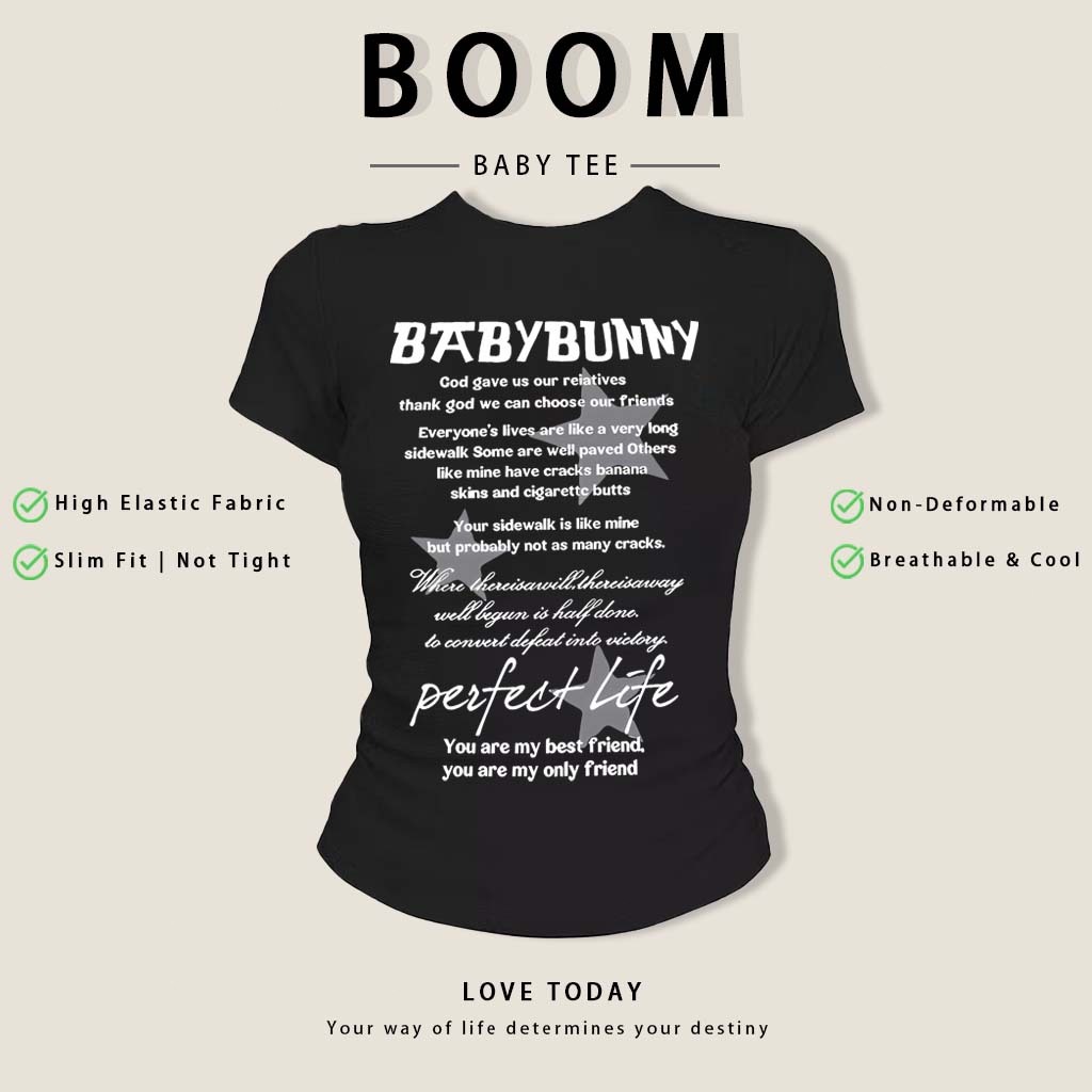 BOOM Áo Baby Tee Nữ Cotton Ôm Body-Áo Thun Ngắn Tay Y2K In Hình PhongCách Mùa Hè, Cổ Tròn Hàng Đầucách hàn quốc phong#03