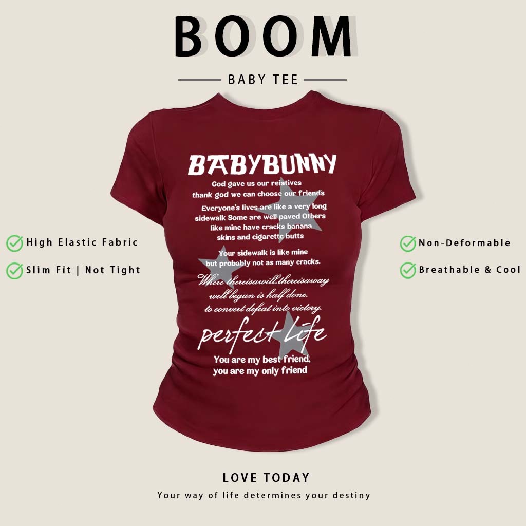 BOOM Áo Baby Tee Nữ Cotton Ôm Body-Áo Thun Ngắn Tay Y2K In Hình PhongCách Mùa Hè, Cổ Tròn Hàng Đầucách hàn quốc phong#03
