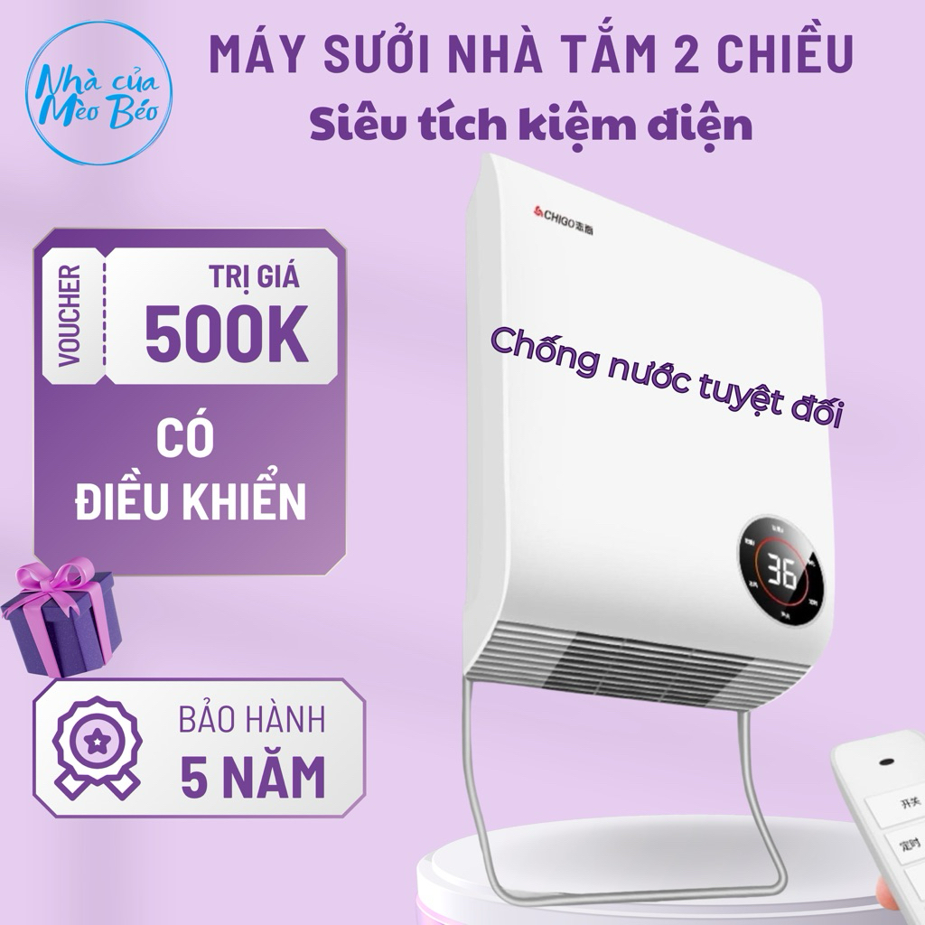 Máy sưởi nhà tắm 2 chiều Chigo SIÊU BỀN SIÊU TÍCH KIỆM ĐIỆN có điều khiển từ xa - Quạt sưởi đa năng - Bảo hành 5 năm