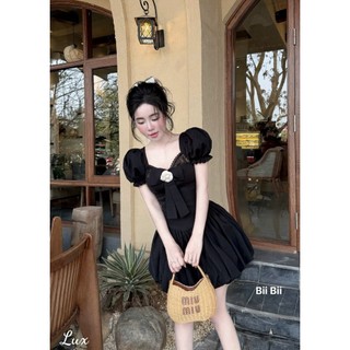 Đầm babydoll nữ hoa nhí | tay phồng nơ ngực | mặc đi chơi, đi cafe cực xinh