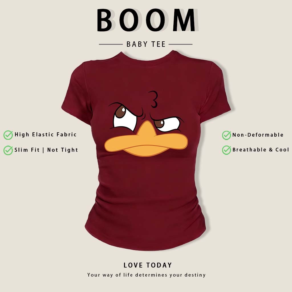 BOOM Áo Baby Tee Nữ Cotton Ôm Body-Áo Thun Ngắn Tay Y2K In Hình PhongCách Mùa Hè, Cổ Tròn Hàng Đầucách hàn quốc phong#04