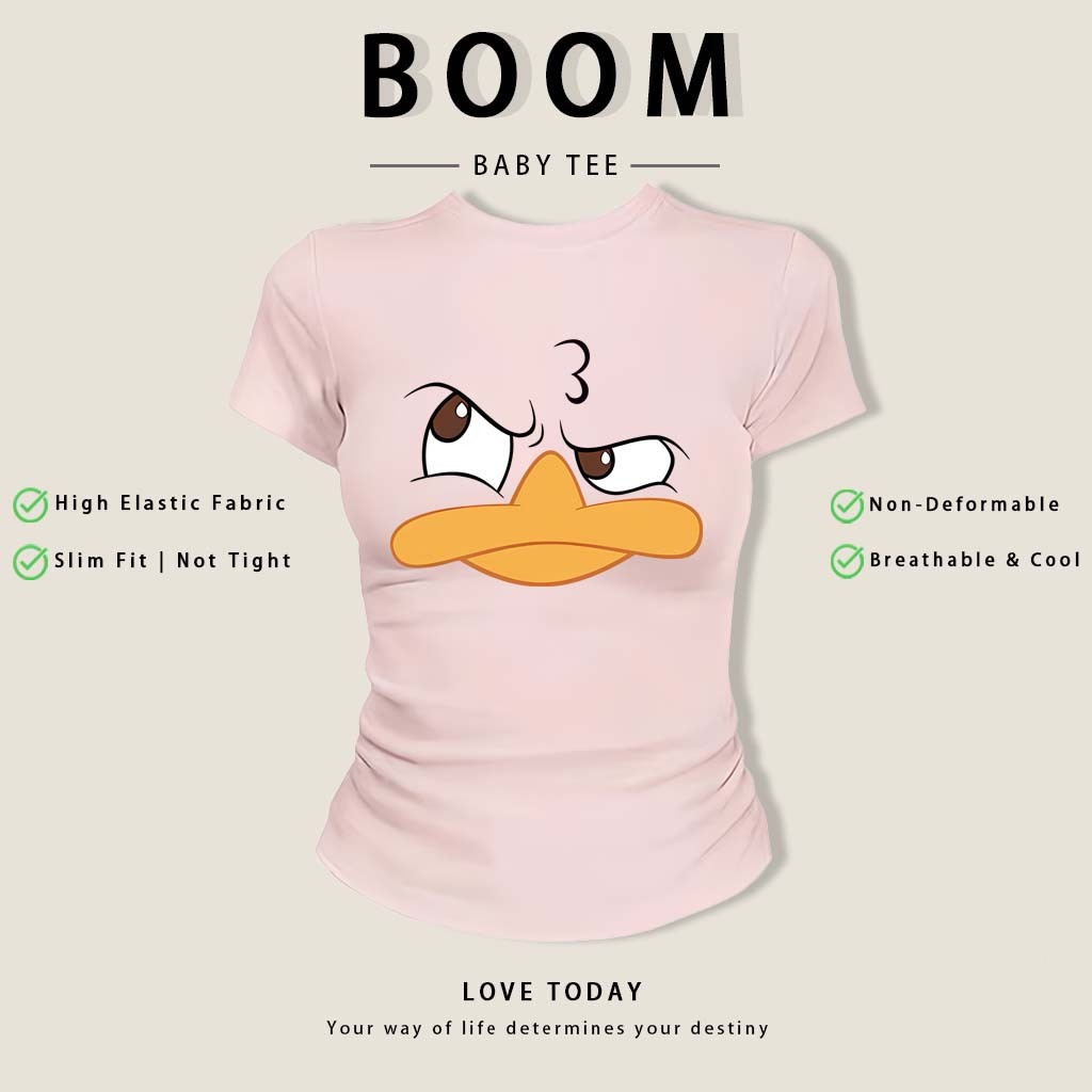 BOOM Áo Baby Tee Nữ Cotton Ôm Body-Áo Thun Ngắn Tay Y2K In Hình PhongCách Mùa Hè, Cổ Tròn Hàng Đầucách hàn quốc phong#04
