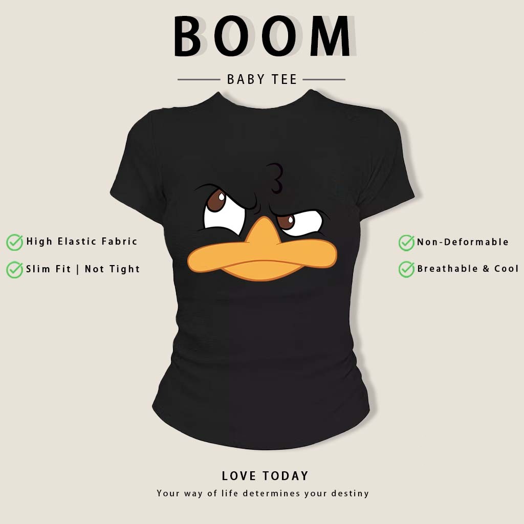 BOOM Áo Baby Tee Nữ Cotton Ôm Body-Áo Thun Ngắn Tay Y2K In Hình PhongCách Mùa Hè, Cổ Tròn Hàng Đầucách hàn quốc phong#04