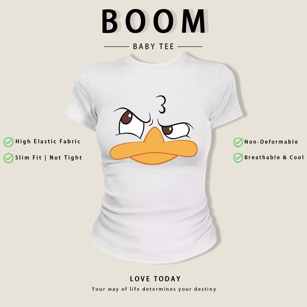 BOOM Áo Baby Tee Nữ Cotton Ôm Body-Áo Thun Ngắn Tay Y2K In Hình PhongCách Mùa Hè, Cổ Tròn Hàng Đầucách hàn quốc phong#04