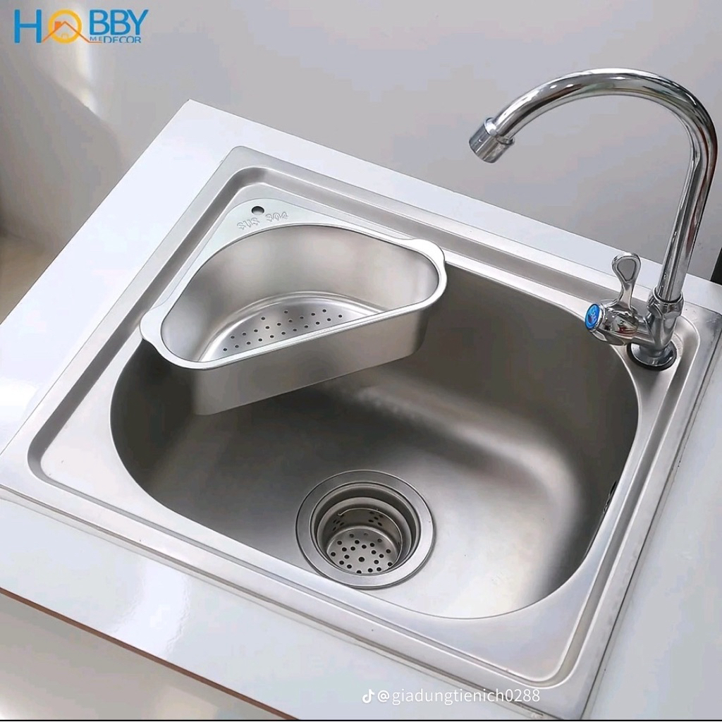 🧺 Rổ Lọc Rác Bồn Rửa Chén Inox Góc Tam Giác – Tiện Lợi, Sạch Sẽ Cho Gian Bếp