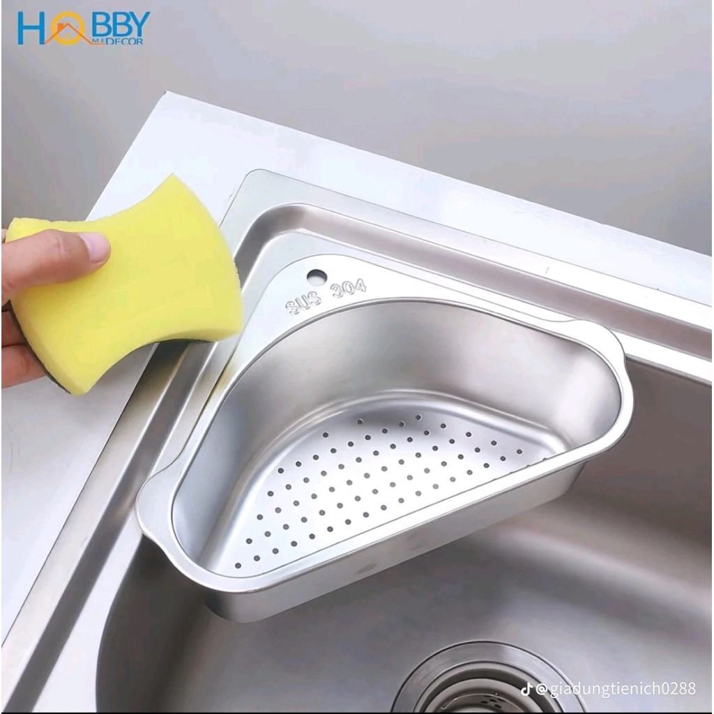 🧺 Rổ Lọc Rác Bồn Rửa Chén Inox Góc Tam Giác – Tiện Lợi, Sạch Sẽ Cho Gian Bếp