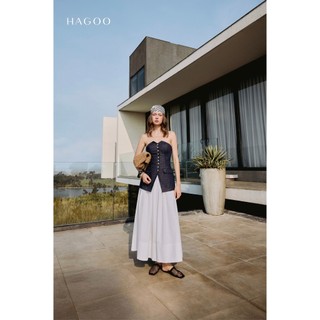Áo cúp ngực nữ HAGOO chất liệu denim khuy trang trí hong cách sang trọng đi chơi đi biển [A8129]