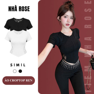 Áo Croptop Nữ Ren Lưng Cộc Tay Cổ Tròn Gấu Kiểu Chất Vải Thun Cotton WAC009
