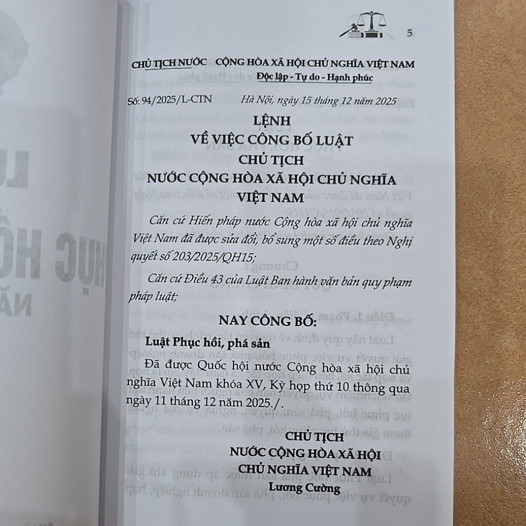 Sách - Luật phục hồi phá sản năm 2025 (NXB Lao động)