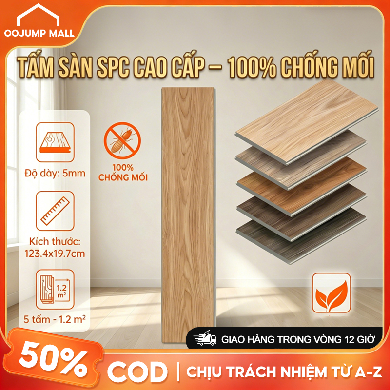 Sàn Nhựa Giả Gỗ Hèm Khóa SPC Dễ Dàng Lắp Đặt Chống Nước Tốt Độ Dày 5mm Hàng Cao Cấp Bảo Hành 2 Năm