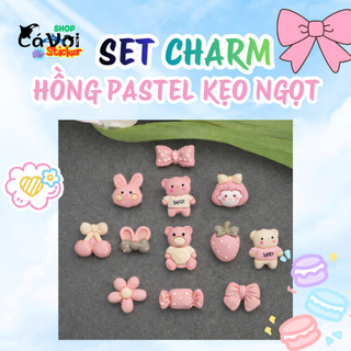 Set charm Hồng pastel Hồng baby cute dễ thương- gấu thỏ siêu cute ngộ nghĩnh đáng yêu gắn dép. Có bán lẻ con