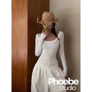 Áo Cổ Tròn Viền To, Tay Dài Cotton - Phoebe Studio [AO00292]