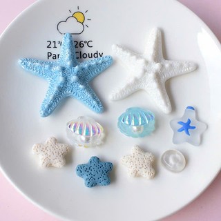Set Charm Ocean Star Sea – Sao Biển Vỏ Sò Xanh Trong Suốt Phong Cách Mùa Hè Dịu Mát Trang Trí Dép Xinh Xắn Cute