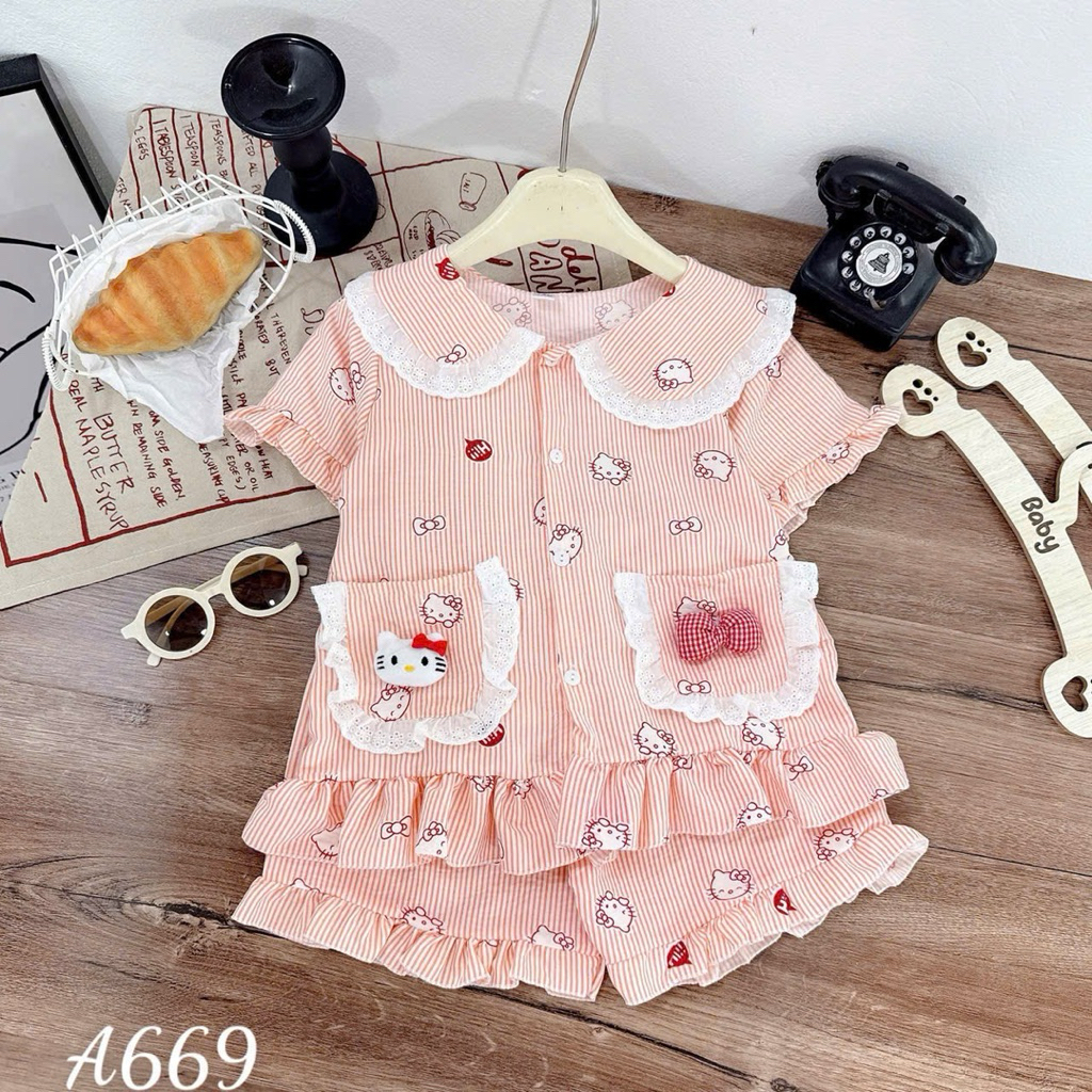 Bộ Đũi pizama cộc tay siêu xinh,vải mát chất bán shop