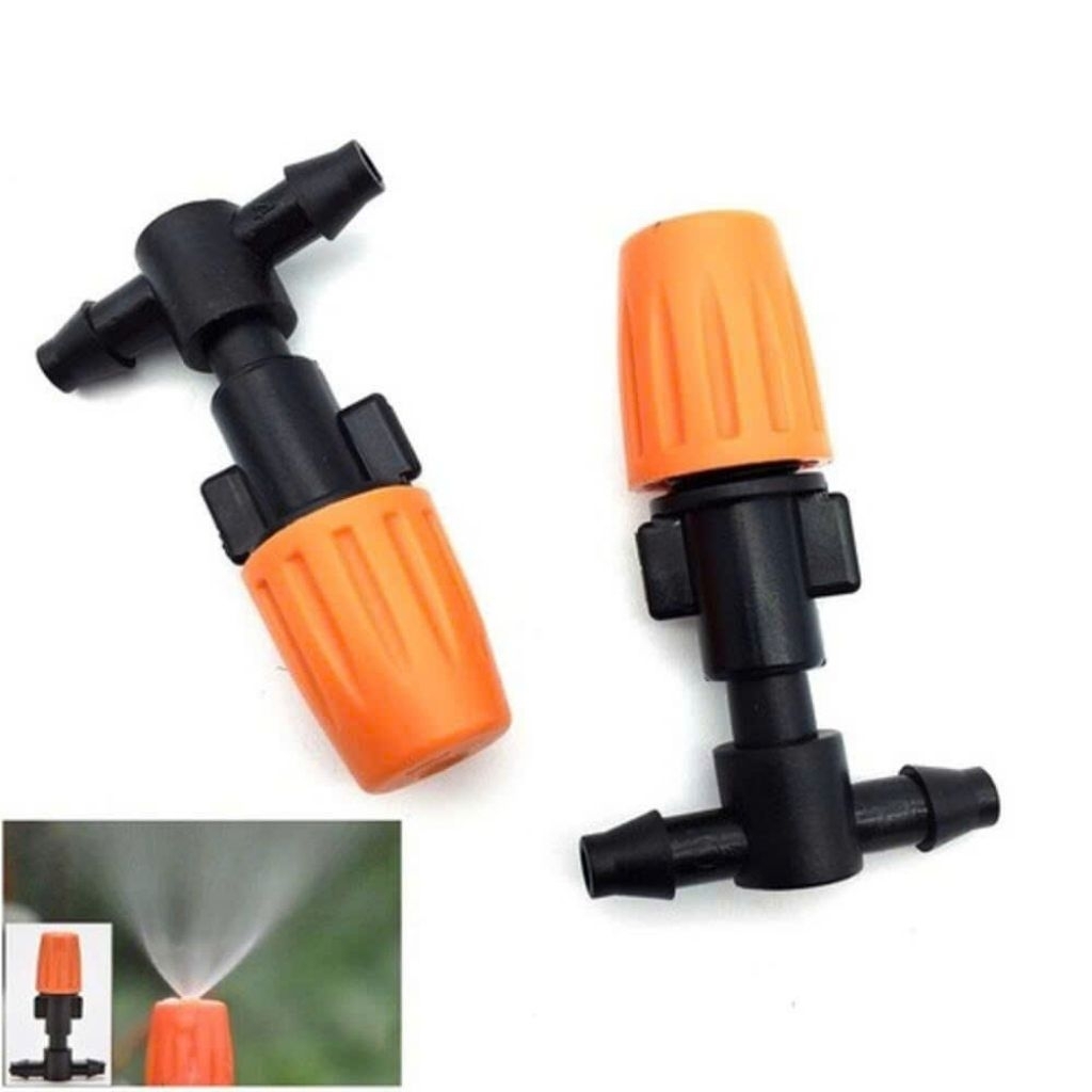 10 cái [ 10 cái ] Béc Tưới Phun Sương Đơn Cam Kèm Chân Tê Nối Ống 6mm Tưới Cây, Tưới Lan, Làm Mát