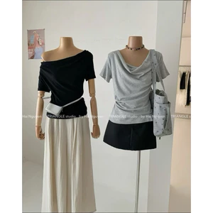 TRIANGLE - Fri T-shirt (Cân nhắc kỹ, return is not welcomed) Áo thun cổ đổ style Hàn basic, thanh lịch, đa năng