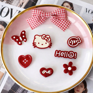 Set Charm Hello Kitty Nơ Đỏ Caro – Nơ Tim Hoa Ngọt Ngào Dễ Thương Phong Cách Tiểu Thư Trang Trí Dép Xinh Xắn Nổi Bật