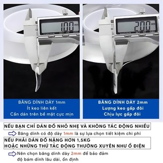 Băng Dính 2 Mặt  Nano Trong Suốt Cuộn 2cm.3cm.5cm, Băng Keo 2 Mặt Dán Tường Bám Dính Mọi Bề Mặt-shop
