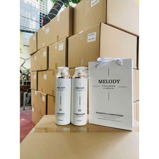 (auth) Cặp dầu gội xả MELODY 800ml Phục Hồi Ngăn Tóc Gãy Rụng , Siêu Mềm Mượt Tóc