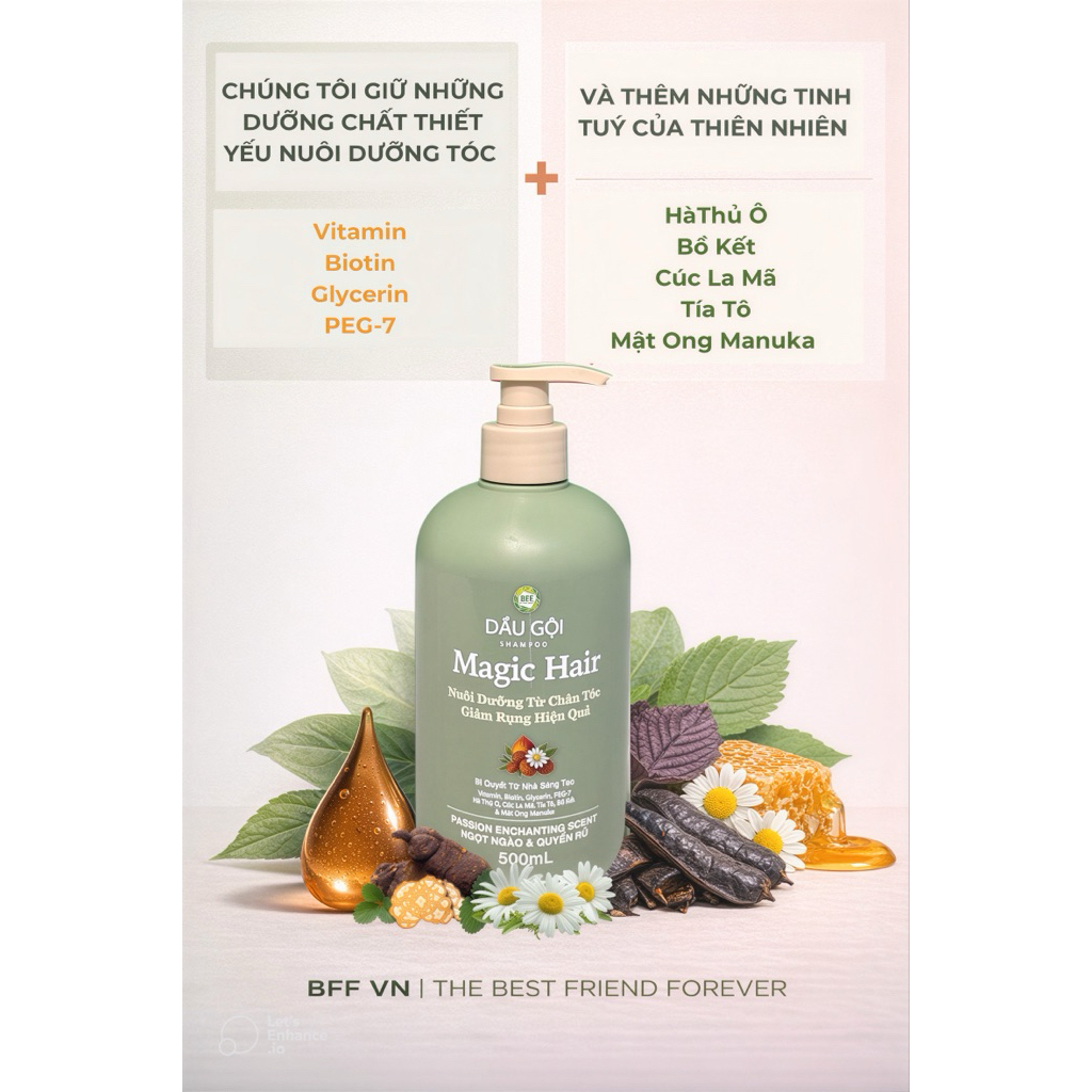 Combo 2 Chai Dầu Gội Magic Hair 500ml Tặng 1 Dưỡng Tóc L’Oreal Paris 100ml Chính Hãng