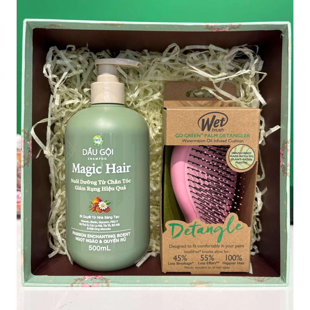 Combo 1 Dầu Gội Magic Hair 500ml & 1 Lược WetBrush Gội Đầu & Masage Pop & Go Bí Quyết Chăm Sóc Tóc Tuyệt Vời, Giảm Rụng