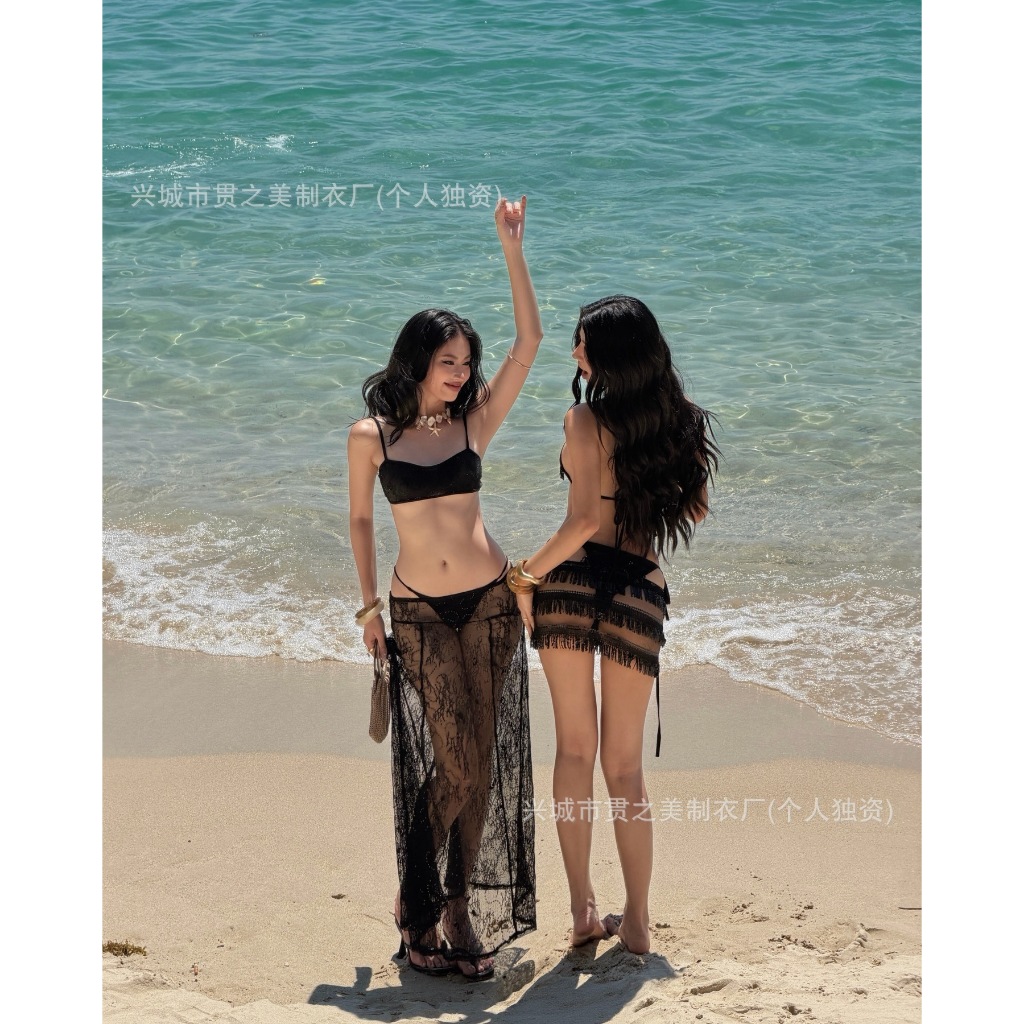 [Sẵn hàng] ONESOON Set bikini 3 mảnh ren hai dây kèm chân váy sexy, bộ đồ bơi cao cấp phong cách y2k cho nữ